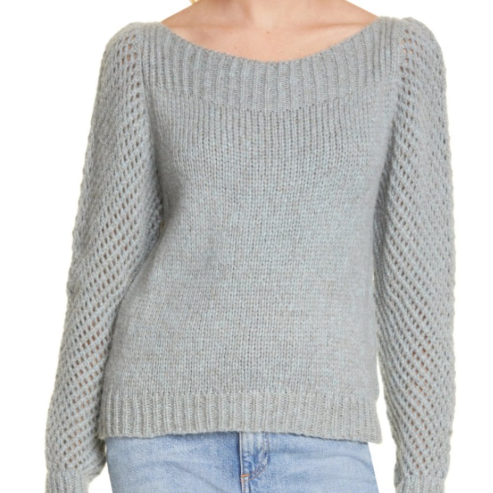 LoveShackFancy Rosie Pullover Sweater in Grey L
